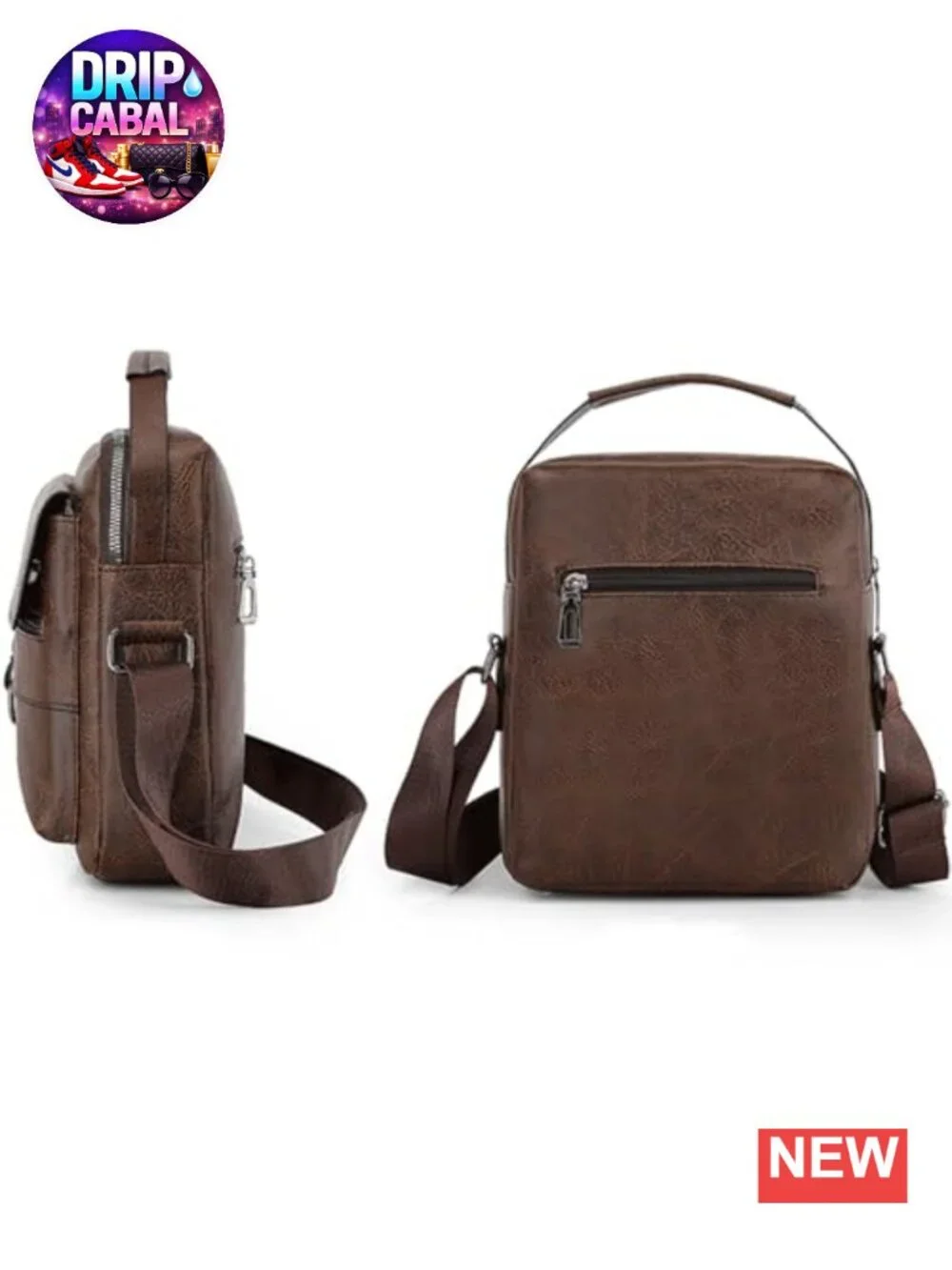 Vintage PU Leather Messenger Bag Crossbody Sling Purse with Multiple Pockets